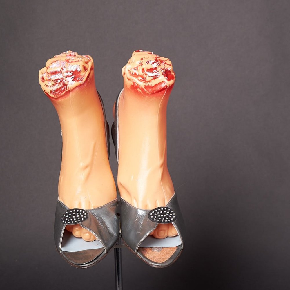 1950s Pin Up Peep Toe Silver Heels